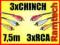 KABEL 7,5m 3x CHINCH - 3x CHINCH 3x RCA - 3x RCA