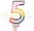 Świeczka urodzinowa z brokatem "5"/PARTY