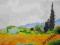 CYPRYS wg. Van Gogh  24,5 x 18 cm   olejny