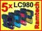 5 TUSZ BROTHER LC1100 LC980 DCP-145C DCP-165C 185C