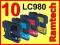 10 TUSZ BROTHER LC1100 LC980 DCP-145C DCP-165C