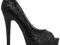 BUTY GWIAZD 13cm PUMP PEEP TOE BLACK GLITTER 40