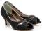 WYJĄTKOWE HIGH 6cm PUMP PEEP TOE BLACK GLITTER 37