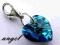 SVAROWSKI CHARMS HEART BERMUDA BLUE 10mm SREBRO