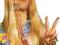PERUKA HIPPIS Z KORALIKAMI blond ABBA  SYLWESTER