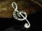 Srebrny wisiorek klucz wiolinowy szmaragd srebro