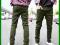 22402 Męskie spodnie wojskowa zieleń 28 japan styl