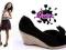 ESPADRYLE  WYCINANE KOKARDA 413 BLACK ZAMSZ 39