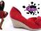 ESPADRYLE  WYCINANE KOKARDA 413 RED ZAMSZ 39
