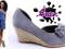 ESPADRYLE  WYCINANE KOKARDA 413 GREY ZAMSZ 36