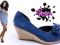 ESPADRYLE  WYCINANE KOKARDA 413 BLUE ZAMSZ 39