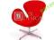 Fotel Swan insp. proj.Arne Jacobsen soft wool red