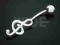 srebrny kolczyk do pepka klucz wiolinowy kluczem 2