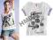 *H&M* T-shirt_BIAŁY_z nadrukiem_34/X_NOWY!