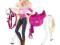 Mattel Lalka Barbie i koń Tawny chodzą razem