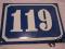 Przedwojenna tabliczka emaliowana numer dom 119