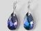 Swarovski Migdał 22mm Kolczyki ~ Heliotrope ~