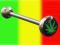Kolczyk kolczyki do języka,piercing RASTA REGGAE