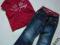 DEBENHAMS jeansy NEXT bluza bezrękawnik 104