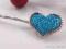 Spinka - wsuwka, niebieskie SERCE, brokat - HURT