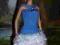 Niebiesko-biała sukienka z klejnotem dla Barbie