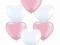 Baloniki białe i różowe serca 80cm 8szt Walentynki