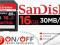 SANDISK EXTREME 16 GB 30MB/S SDHC HD VIDEO+CZYTNIK