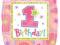 Balon na roczek różowy 1st Birthday Pink 45 cm