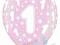Balony jedynki 1 na roczek różowe 5 szt - 37 cm