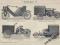 MOTORY MOTOROWERY MOTOCYKLE grafika 1908 r. reprin
