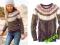 H&M brązowy sweter wzory angora roz.110/116