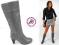 BUTY KOZAKI OBCASY HS066 SASZKI EKO SZARE 41