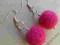 ~~ ORYGINALNE PIĘKNE RÓŻOWE KOLCZYKI FILC WEŁNA ~~