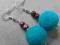 ~~~ TURKUSOWE ELEGANCKIE KOLCZYKI FILC WEŁNA ~~~