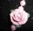 Różowe perły z różami Porcelanowa Róża + kolczyki