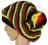 CZAPKA BERET Z POMPONEM - RASTA REGGAE - CIEPŁA