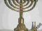 Mosiężna chanukowa MENORA z  GASIDŁEM chanukija
