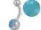 Kolczyk do pępka piercing Swarovski TURKUS