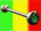 Kolczyk kolczyki do języka,piercing RASTA REGGAE