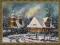 Obraz olejny - Zimowy zmierzch  -  50x70  cm