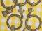Karnisz - stare żabki z kółkami - 5 szt.- mosiądz