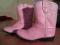 Eleganckie różowe kozaki skórzane rozmiar 24