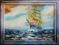 OBRAZ MALOWANY  PEJZAŻ MARYNISTYKA STATKI ŻAGLOWCE
