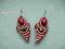 Kolczyki sutasz *soutache* czerwono-kremowe