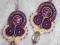 Kolczyki SUTASZ , SOUTACHE fiolet