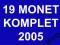 PUCHACZ, KOMPLET z roku 2005 MENNICZE 19 monet 2GN