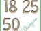 STICKERSY naklejki LICZBA 18 25 50 złote/srebrne