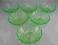 Piękny zielony szklany komplet: misa + 4 miseczki