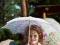 KITTY biała parasolka koronkowa dla dziewczynki