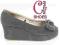 BUTY KOTURNY W70F041 ZAMSZOWE KOKARDKA SZARE 39